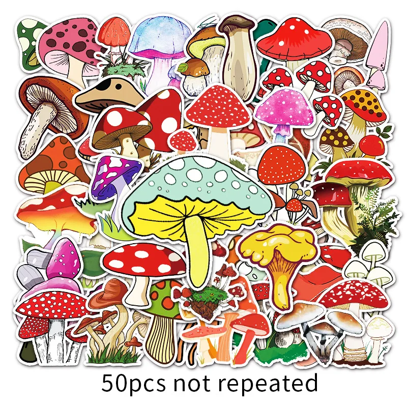 

10/50PCS Color Cute Plant Mushroom Stickers Laptop Guitar Luggage Skateboard Car Waterproof Graffiti Sticker Funny Decal Kid Toy