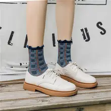 KingDeng Womens Frilly Cotton Winter Art Симпатичные носки в полоску с блестками Дизайнерские полосатые носки в корейском стиле для женщин Kawaii e Girl