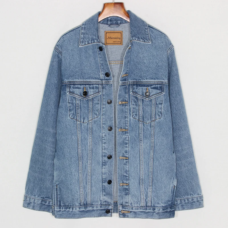 

Autumn Fashion Loose Mid Long Denim Jacket Women Long sleeve Jeans Jacket Coat Female Chaquetas Mujer Wash Blue Student Outwear
