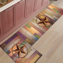 2 шт. Коврики для кухни винтажный блестящий значок звезды с красочным деревянным фоном коврики для входной двери ванной гостиной двери