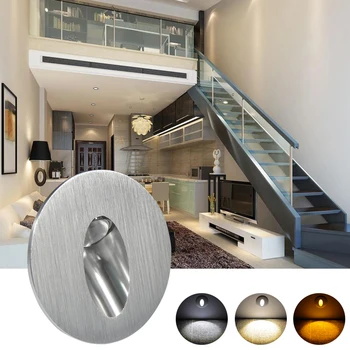 

3W LED Ressessed Corner Lamp AC85-265V Aluminum Square Round Shape Wall Lights For Stairs Step Foyer Led Stairs Corner Lamp Wall