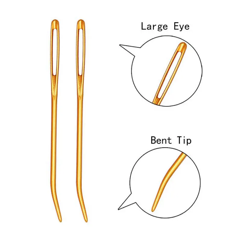 LMDZ 2 шт алюминиевый гобелен с изогнутым кончиком штопальные спицы рукоделие Рукоделие Шитье изогнутая игла большой глаз Пряжа Вязание игла