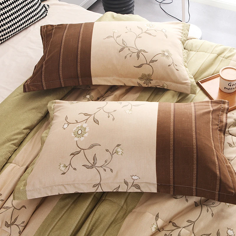 3Pcs Striped Queen Comforter Sets Ethnic Retro Air Conditioner Quilt Set Floral Printed Luxury Coverlet with Pillowcase