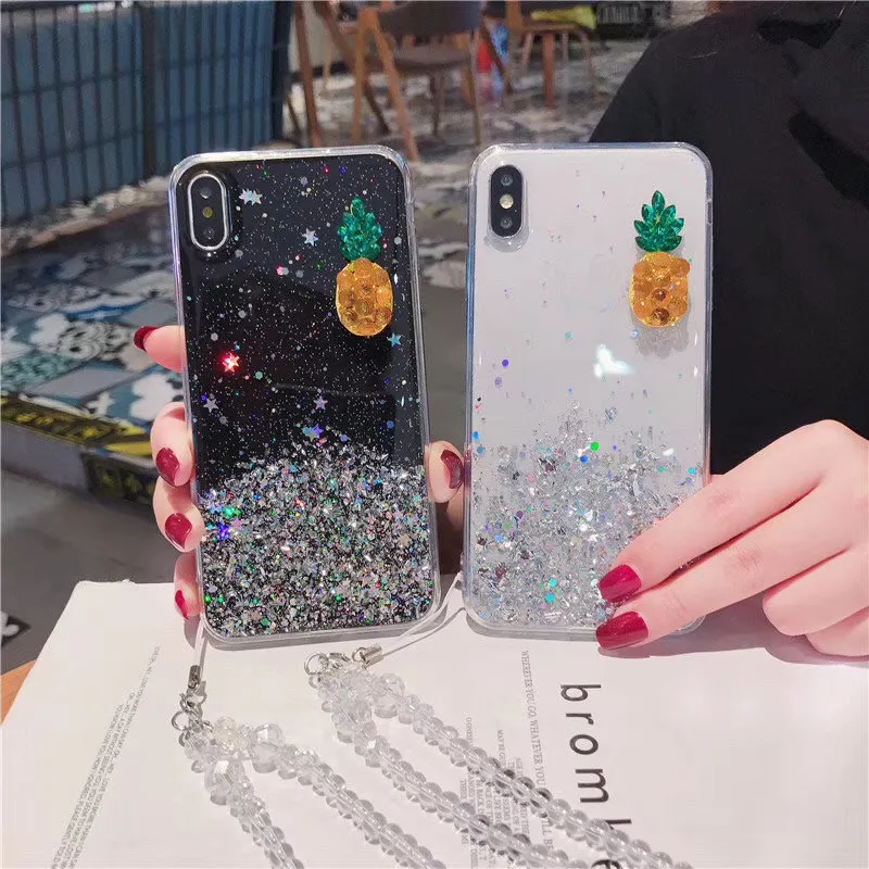 

Crystal chain pineapple Glitter Sequins Case For Xiaomi Mi 8 Lite mi 6X A2 MI 9 Case cover For Xiaomi redmi K20/k20 Pro case