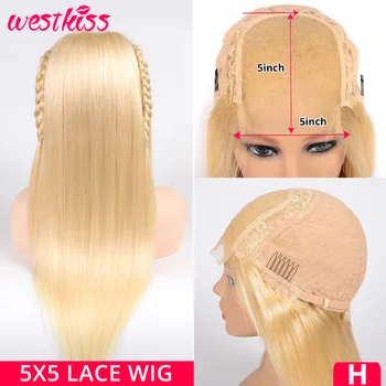 

6x6 Closure Wig #613 Blonde Human Hair Wig 8-28" 180% Transparent Lace Closure 5x5 Straight Wig West Kiss Wig Remy High Ratio