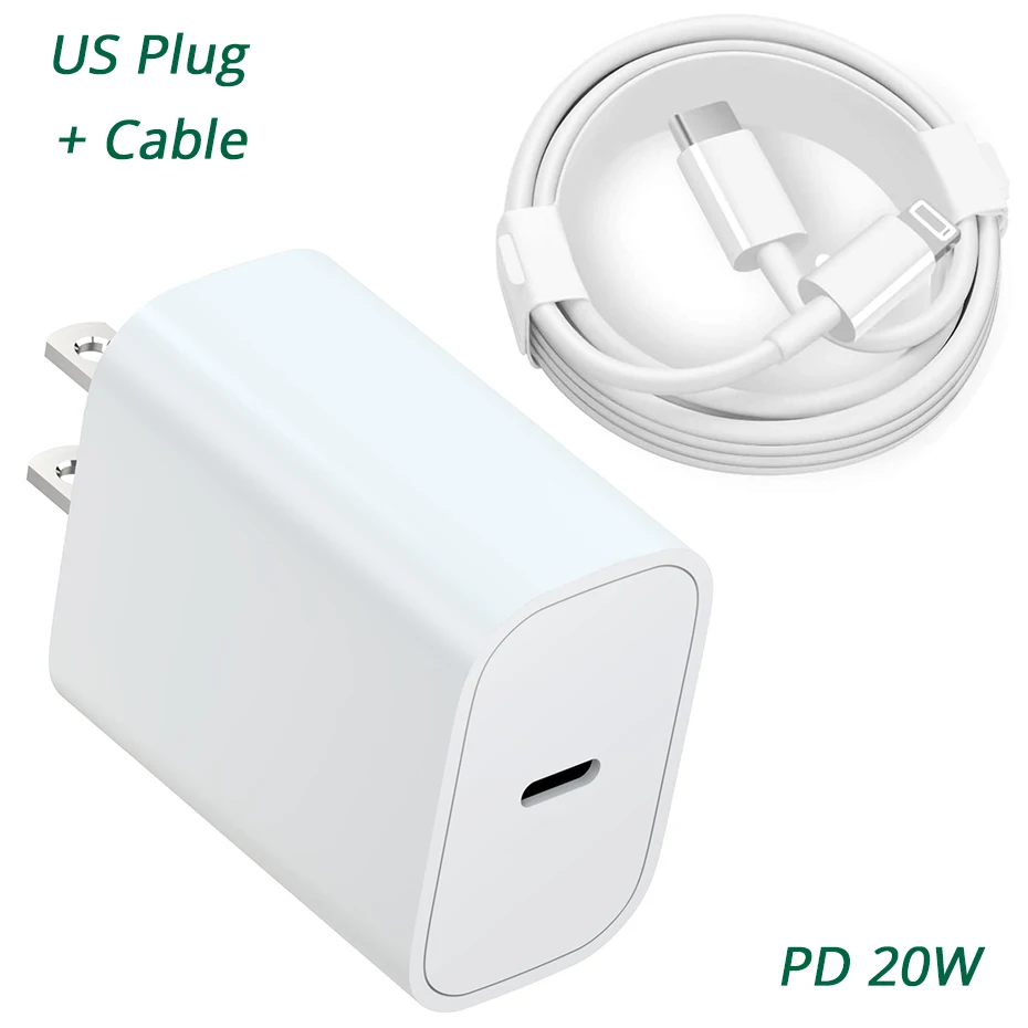 Fivetech USB C Cable for iPhone 12 Pro Max 11 XS XR X 8  20W PD Fast Charger for Macbook Pro EU US UK Plug USB Type C Data Cable charger 100w Chargers