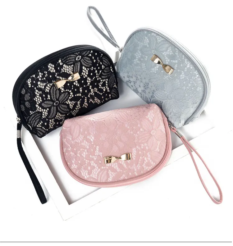 Miyahouse Fashion Lace Cosmetic Bags Women Makeup Bags Girls Zipper Cosmetics Bag Women Travel Make Up Pouch Toiletry Bag Beauty