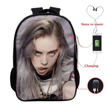 

Beautiful Billie Eilish USB Charge Bags Men Women Boys Girls Backpack Fashion Travel Laptop Backpack Beautiful Backpack