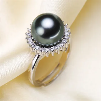 

Trendy style 925 Silver Pearl Ring Finger Ring Adjustable Resizable Ring Findings and Component Jewelry Part Fitting Accessorie