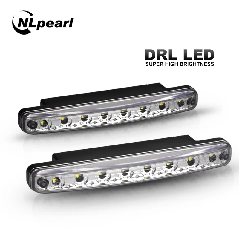 

Nlpearl 2x Car Light Assembly LED Daytime Running Light Daylight Waterproof 12V 8LED DRL Car Driving Rinning Lamp White DC 12V
