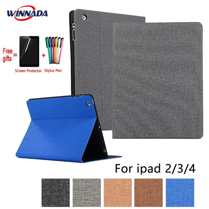 

For ipad 4 case linen grain PU leather Stand Protective Case TPU Cover for ipad 2 3 4 A1458 A1459 A1460 A1403 A1416 A1430 A1395