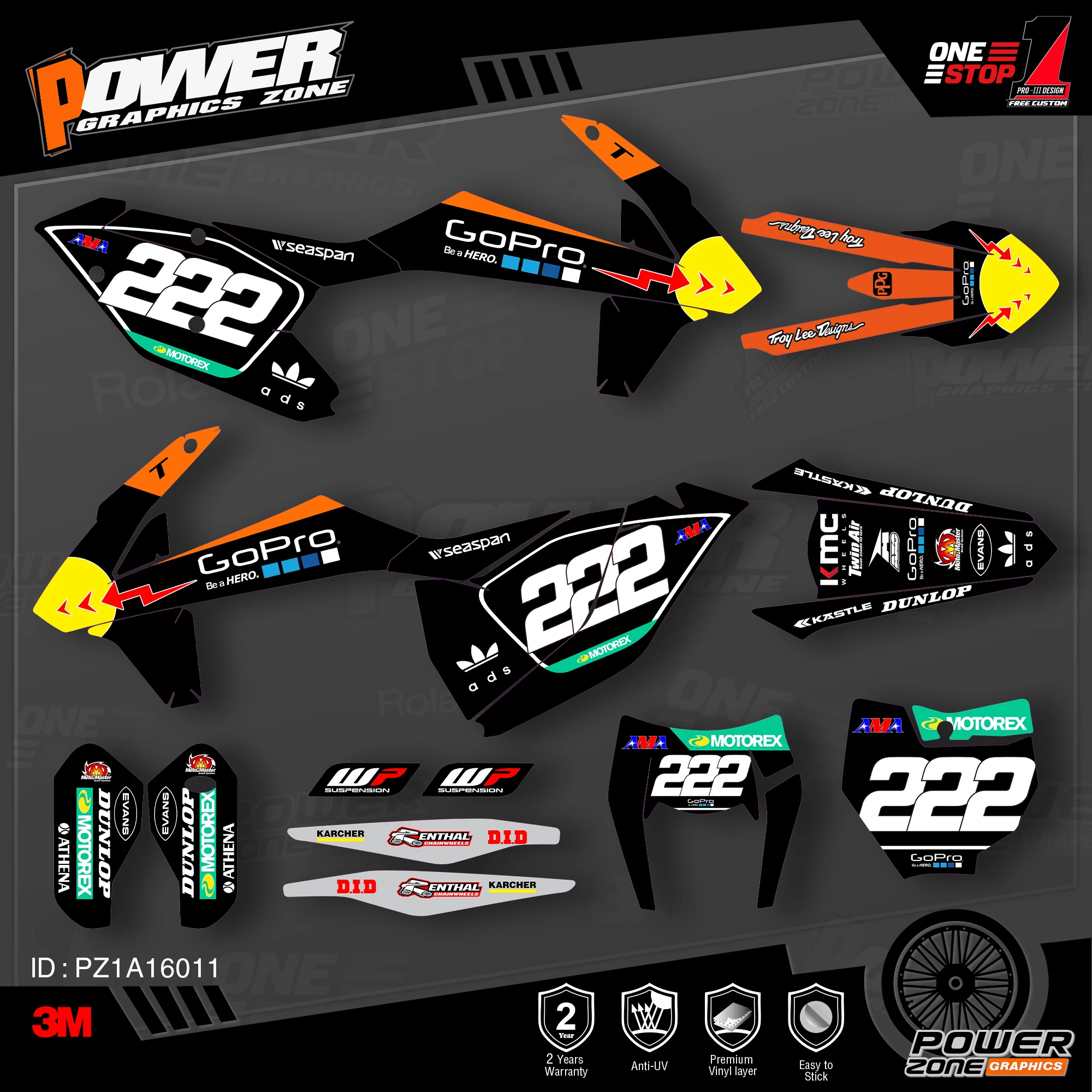 Набор наклеек PowerZone для KTM SX SXF MX 16-18 EXC XCW Enduro 17-19 125-500cc 11 | Автомобили и мотоциклы