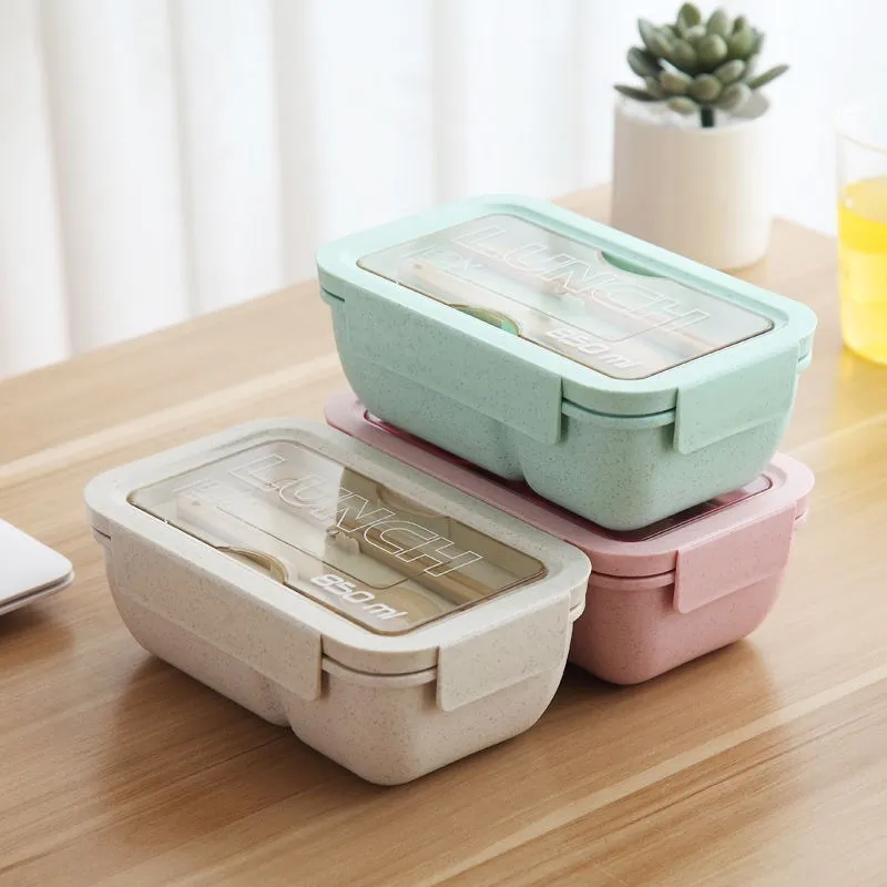 850ml Wheat Straw Lunch Box Healthy Material Bento Boxes Microwave Dinnerware Food Storage Container Lunchbox