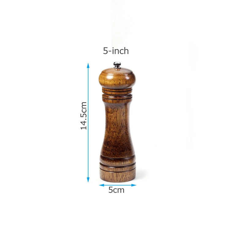 5 inch Мельница для соли и перца, мельница для перца из твердой древесины с сильной регулируемой Керамической шлифовальной машиной " 8" 1"-кухонные инструменты - Цвет: 5 inch