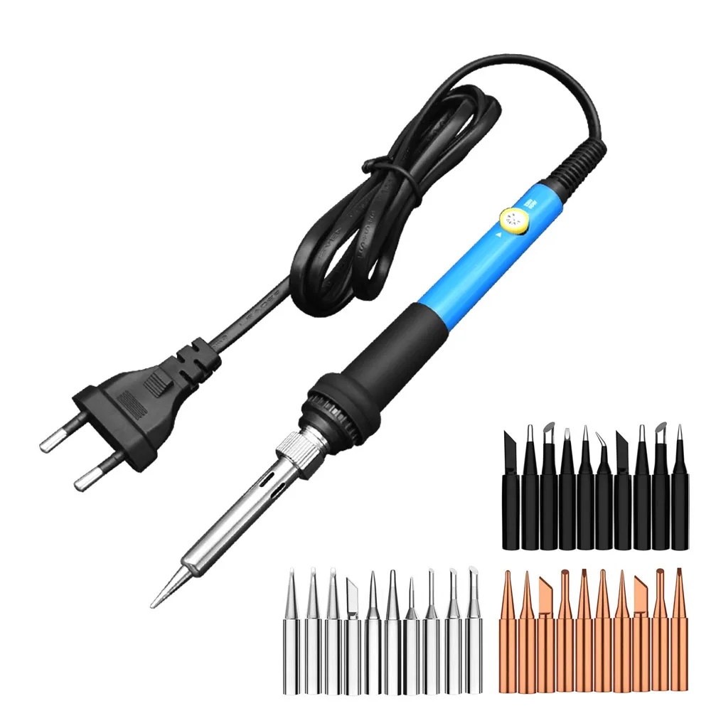 EU/US Plug 60W Power Electric Soldering Iron Adjustable Temperature Control Handle Welding Solder Station With 10 Welding Tips