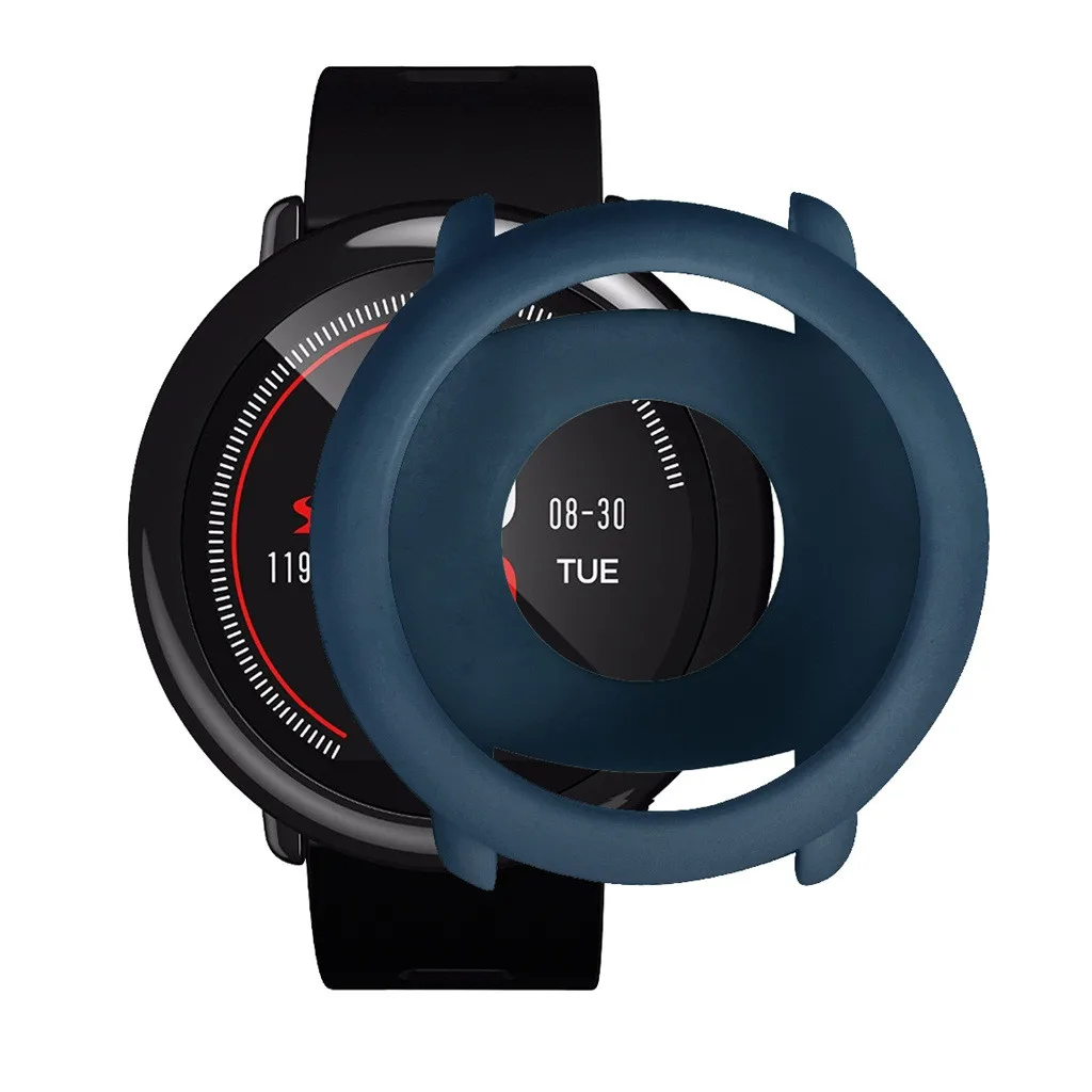 Чехол для Xiaomi Huami AMAZFIT Pace Смарт-часы замена мягкий ТПУ полный чехол оболочка силиконовая рамка Защитная горячая распродажа - Цвет: Dark Blue