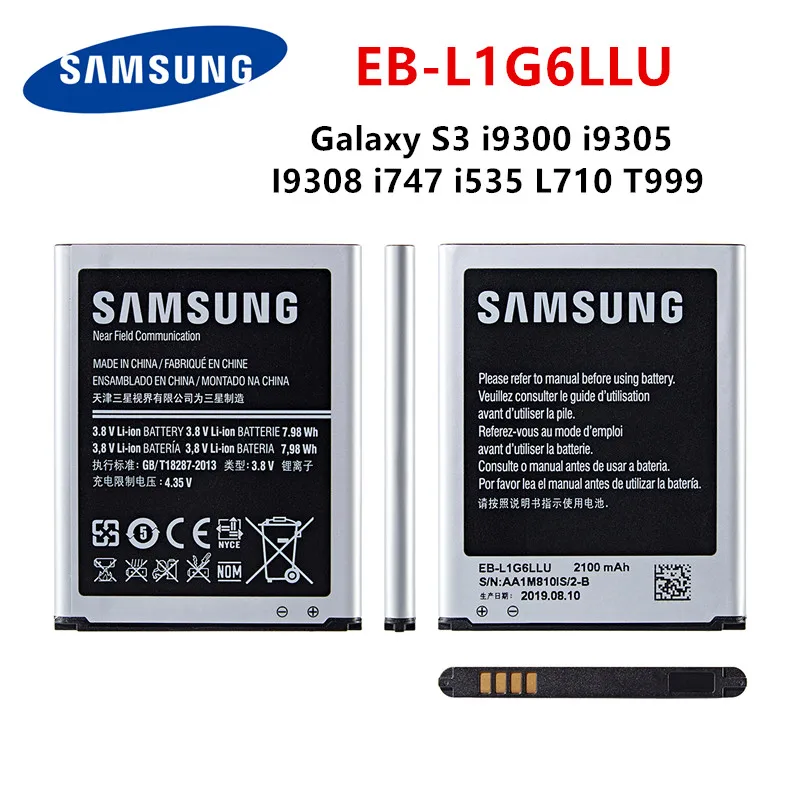 Оригинальный телефон SAMSUNG аккумулятор емкостью 2100 мАч для Samsung Galaxy S3 i9300 i9305 I9308 i747