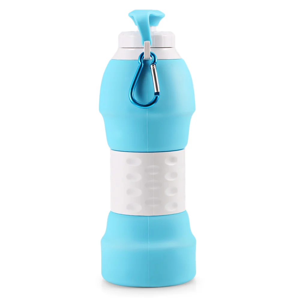 Sky Blue 500 мл портативная силиконовая бутылка для воды, Выдвижная складная кофейная бутылка, для путешествий, для питья, складной спортивный чайник для напитков - Цвет: Sky Blue