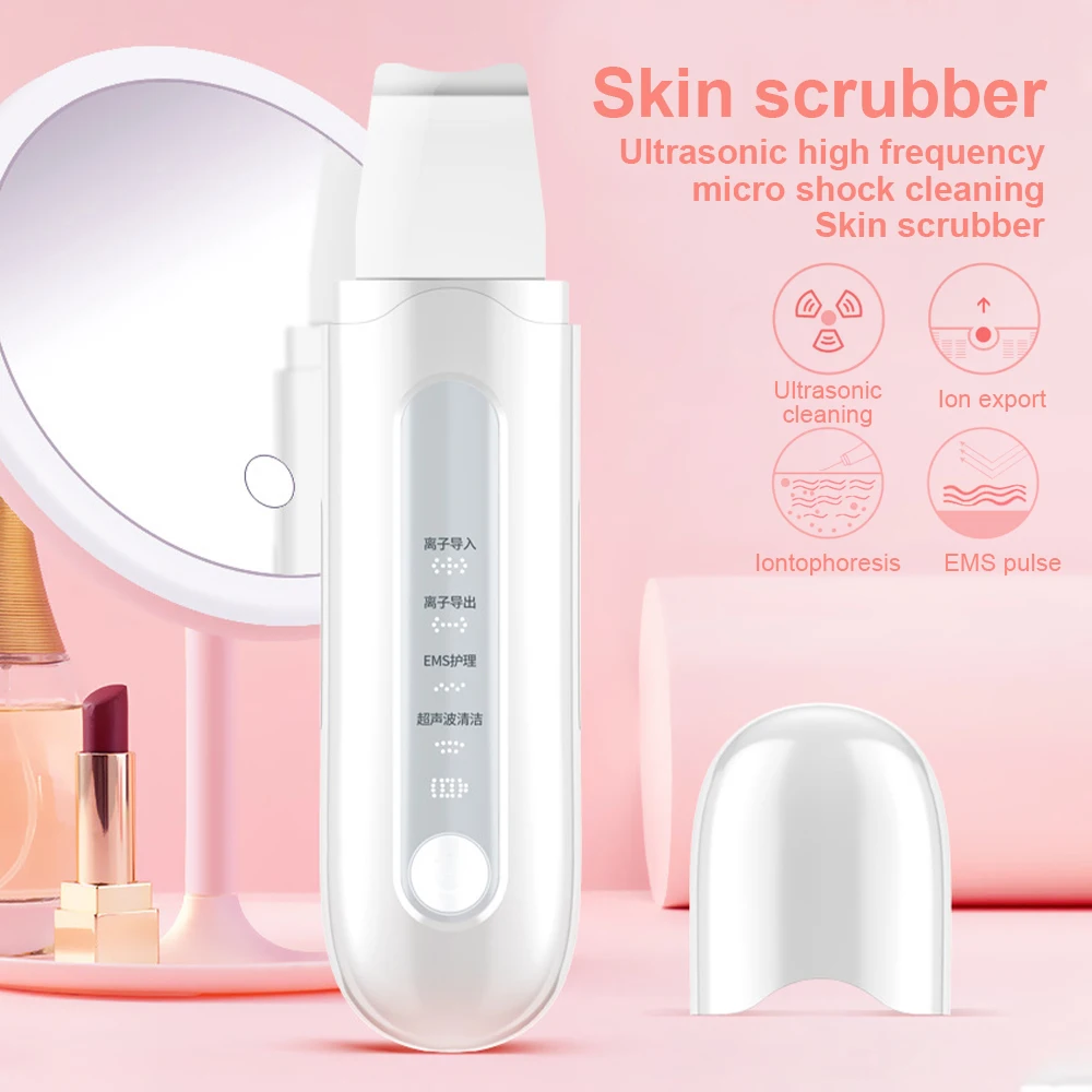 

Blackhead Removal Skin Scrubber Ion Vibration Acne Exfoliating Peeling Spatula Ultrasonic Deep Face Cleaning Pore Cleaner Tool