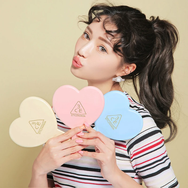 

Customizable logo love mirror hand-held mirror heart-shaped small mirror handheld mini handle mirror