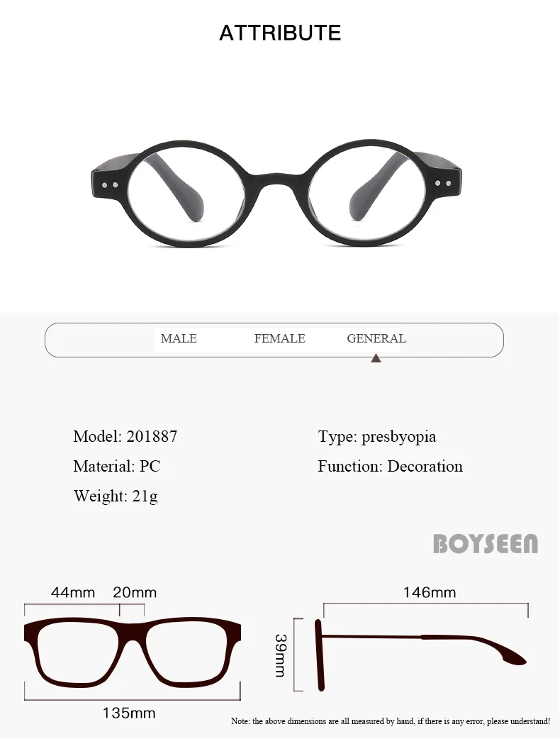 BOYSEEN Ovale Lesebrille Nahe Arbeitsbrille Kleiner Rahmen Hyperopiebrille Korrektionsbrille – Detail 6