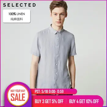 

SELECTED Men's Slim Fit 100% Linen Short-sleeved Casual Shirt S|419204569