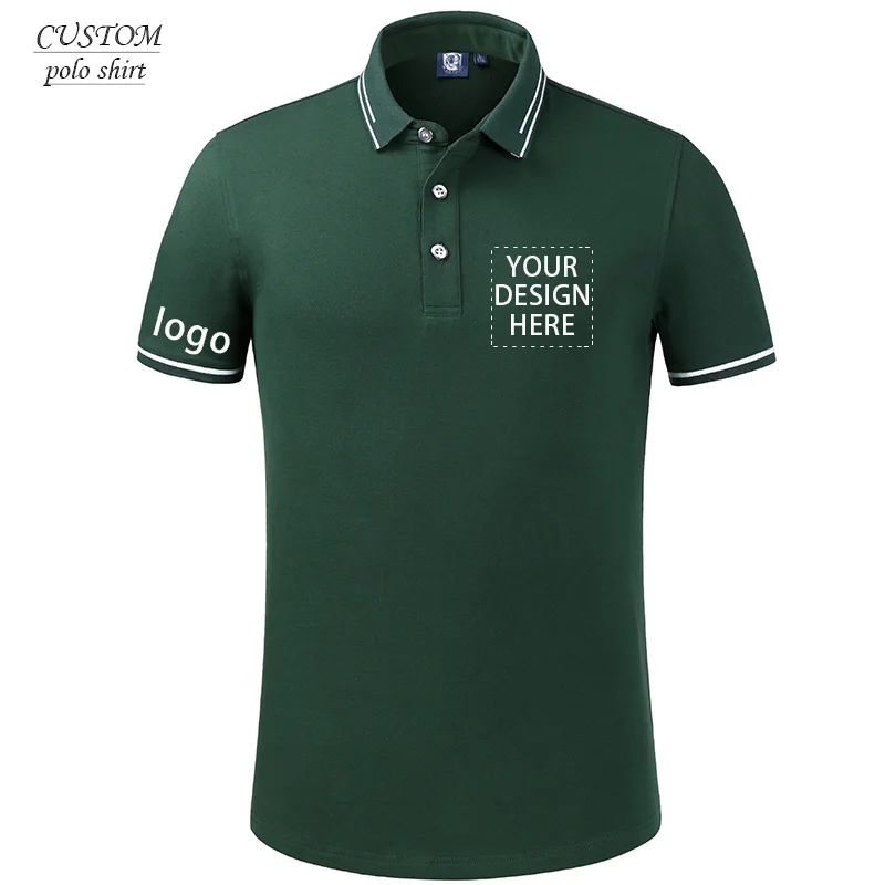 

Custom Embroidered Performance Polo Shirts - Personalized Collar Embroidery Tees- Flag Embroidery Cotton