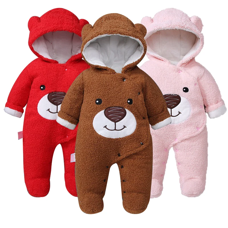 Baby girl clothes cartoon bear jumpsuit newborn baby boy clothes thickened baby jumpsuit cute newborn winter clothing