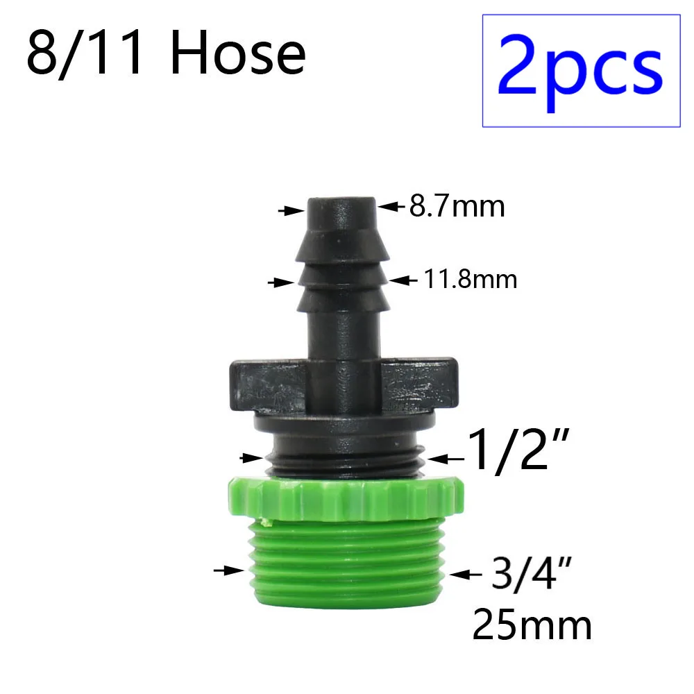 2pcs 1/2" 3/4" 1" Thread To Barb 16mm 20mm 25mm 32mm PE Hose Connector Adapter Gagriculture Irrigation System Pipe Coupler 
