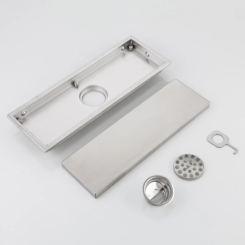 Floor Drains Stainless Steel Linear Shower Floor Drains Tile Insert Drain Channel for Bathroom Kitchen Anti-Odor Invisible Strai