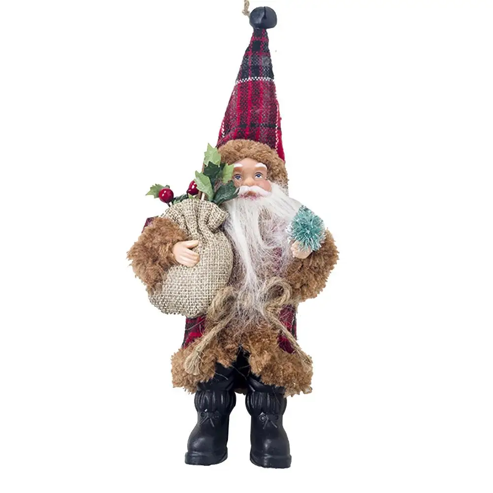 Рождественская кукла Санта-Клаус, украшение, фигурка, коллекция, стоячий традиционный декор, красный, черный с деревом# BO - Цвет: D