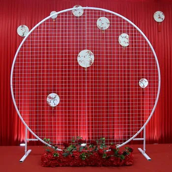 

Circle Wedding Birthday Arch Decoration Background Wrought Prop Single Arch Flower balloon Outdoor Lawn Mesh Screen Road Guide