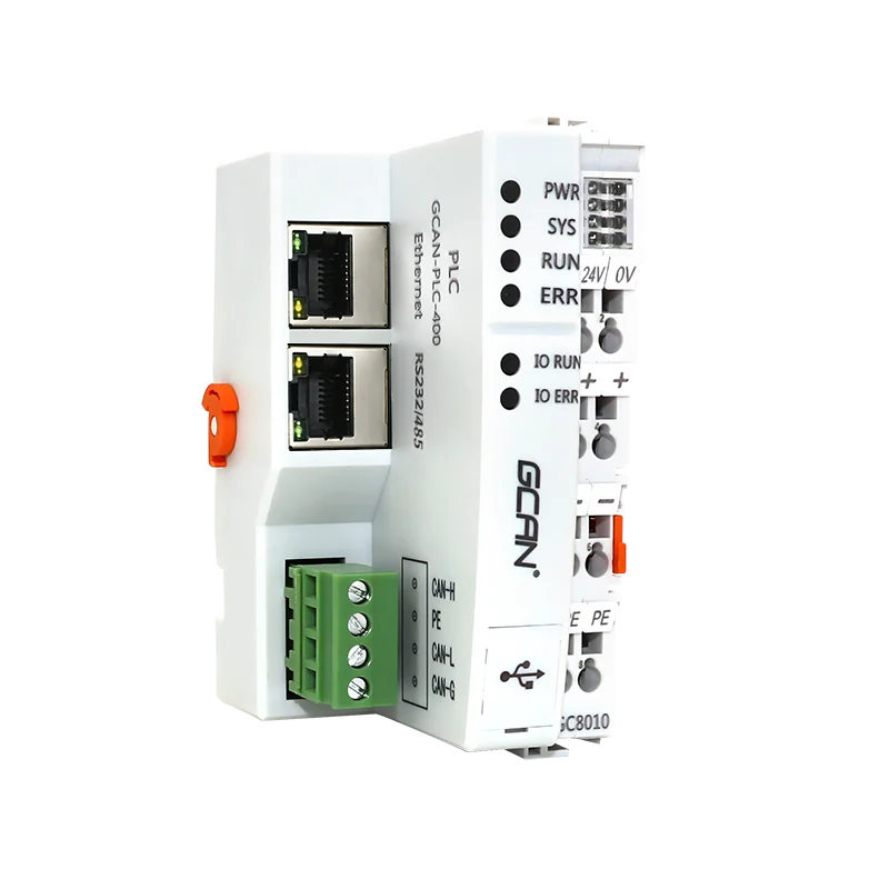 

New original GCAN micro PLC with software, ethernet PLC connected with HMI for industrial automation process.