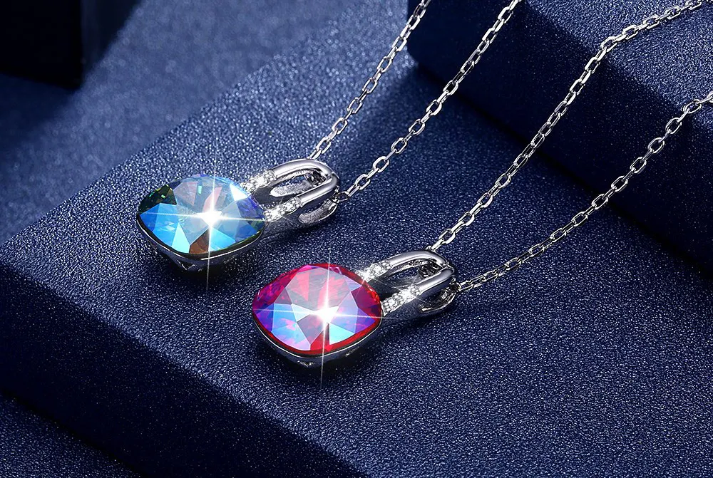 UMCHO Solid 925 Sterling Silver Crystal Lock Shape Pendants Necklace For Women Girl Wedding Engagement Party Simple Fine Jewelry (2)