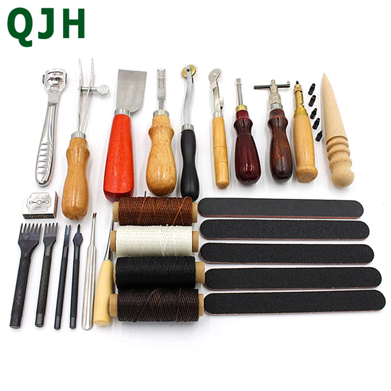 

Leather Craft Tools Kit Hand Sewing Stitching Punch Carving Work Saddle punching Cutting tool