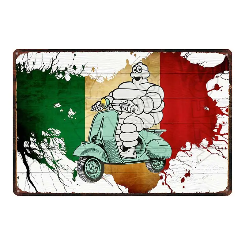 Vespa классический скутер мотоцикл оловянный гаражный знак металлические тарелки настенный паб домашний арт мотор декор железный плакат DU-5874A