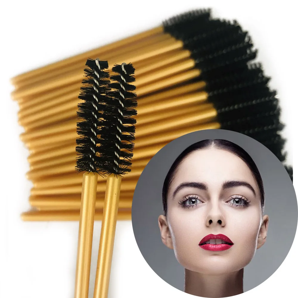 

50pcs Plastic Handle Eyelashes Brush Disposable Eyelash Brushes Makeup Tool Synthetic Colorful Brushes for Eye Lashes