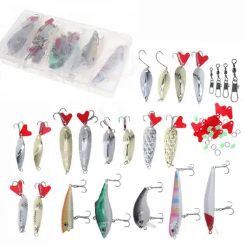 

55pcs/lot Sea Fishing Artificial Fishing Lure Kit Include Hard Lure Minnow/Popper with Luminous Lead Hooks Box