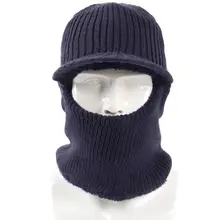 Удобная зимняя шапка унисекс шарф Skullies Beanies вязаная маска-шляпа Толстая Балаклава козырек шапочки с наушниками шапки плюшевая шапка
