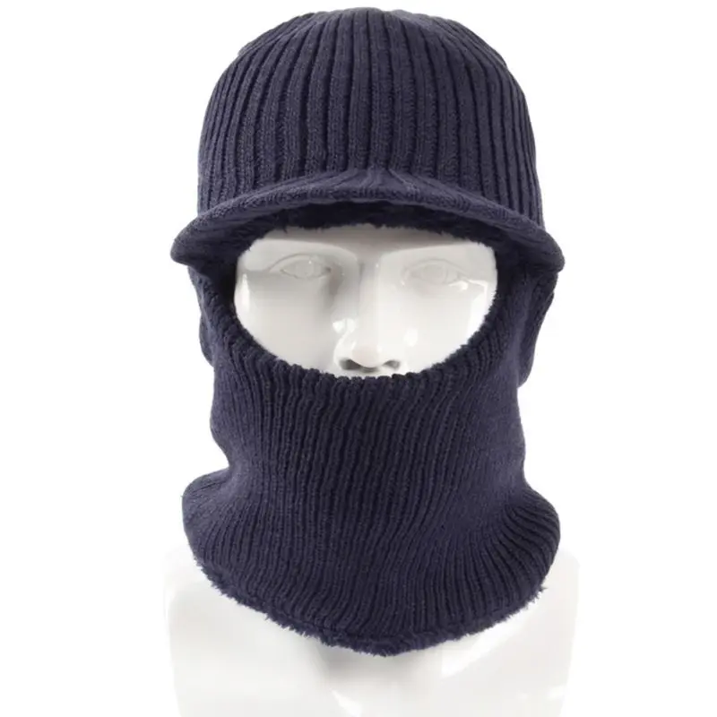 

Comfortable Unisex Winter Hat Scarf Skullies Beanies Knitted Hat Mask Thick Balaclava Visor Earflap Beanie Hats Plush Cap