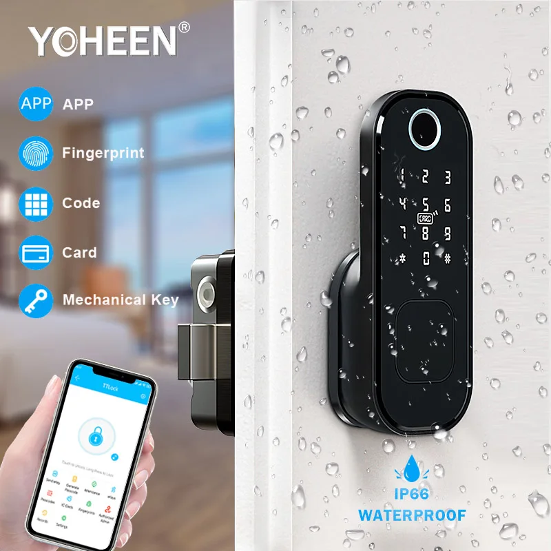 Waterproof Fingerprint Door Lock, Outdoor Bluetooth Smart Locks, Wifi