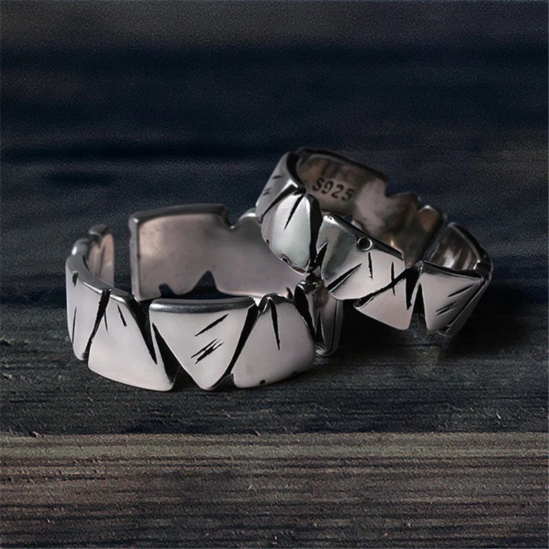 

Retro Distressed Ring Simple Stone Texture Couple Set Ring Adjustable Fashionable Niche Design Index Finger Ring