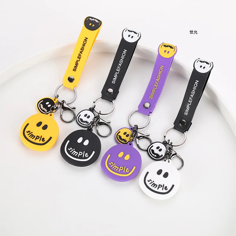 

Korean Style 2020 Summer Car Keychain Ornaments Handbag Pendant Smiley Face Multi-Colored Options PVC Keychain Pendant