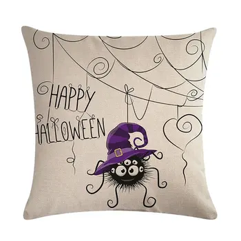 

Halloween Cartoon Owl Printed Cotton Linen Fashionable Pillow Bedroom Throw Pillows for Home Office Car