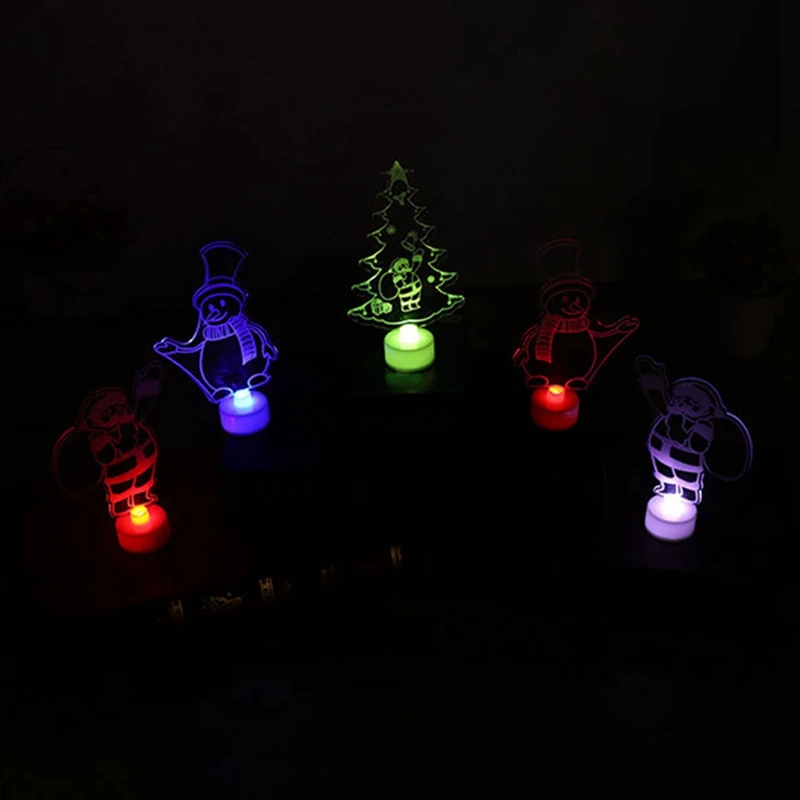 Красочный светодиодный декоративный светильник, товары для нового года, украшения для рождественской елки, вечерние принадлежности, акриловые рождественские ночники, подарок