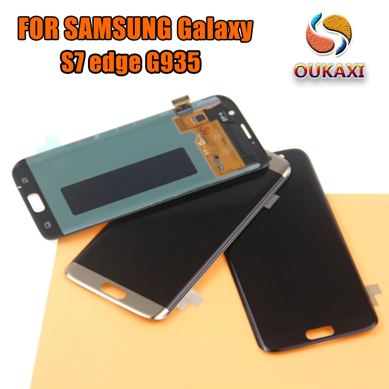 Оригинальный 5 ''Супер AMOLED красный ожога ЖК для SAMSUNG Galaxy s7 edge G935 G935F сенсорный