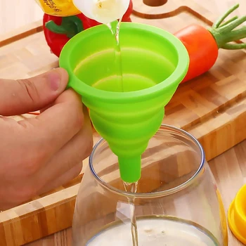 

Kitchen Dropship Useful Folding Funnel Style Funnel Protable Mini Silicone Gel Folding Kitchen Cooking Tools Accessories