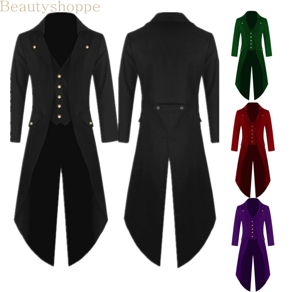 Mens Military Tailcoat Suit Jacket Tuxedo Fancy Dress Victorian Frock