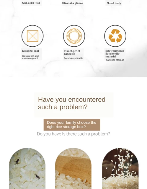 Household Kitchen Rice Storage Box Sealed Insect Proof Moisture Proof Pressed Rice Bucket Plastic Food Storage Container