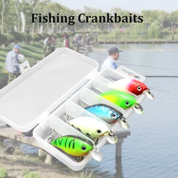 

Lixada 5pcs Fishing Lure Artificial Crank Hard Bait Fishing Lures Hard Baits Crank Baits Crankbaits in Storage Box